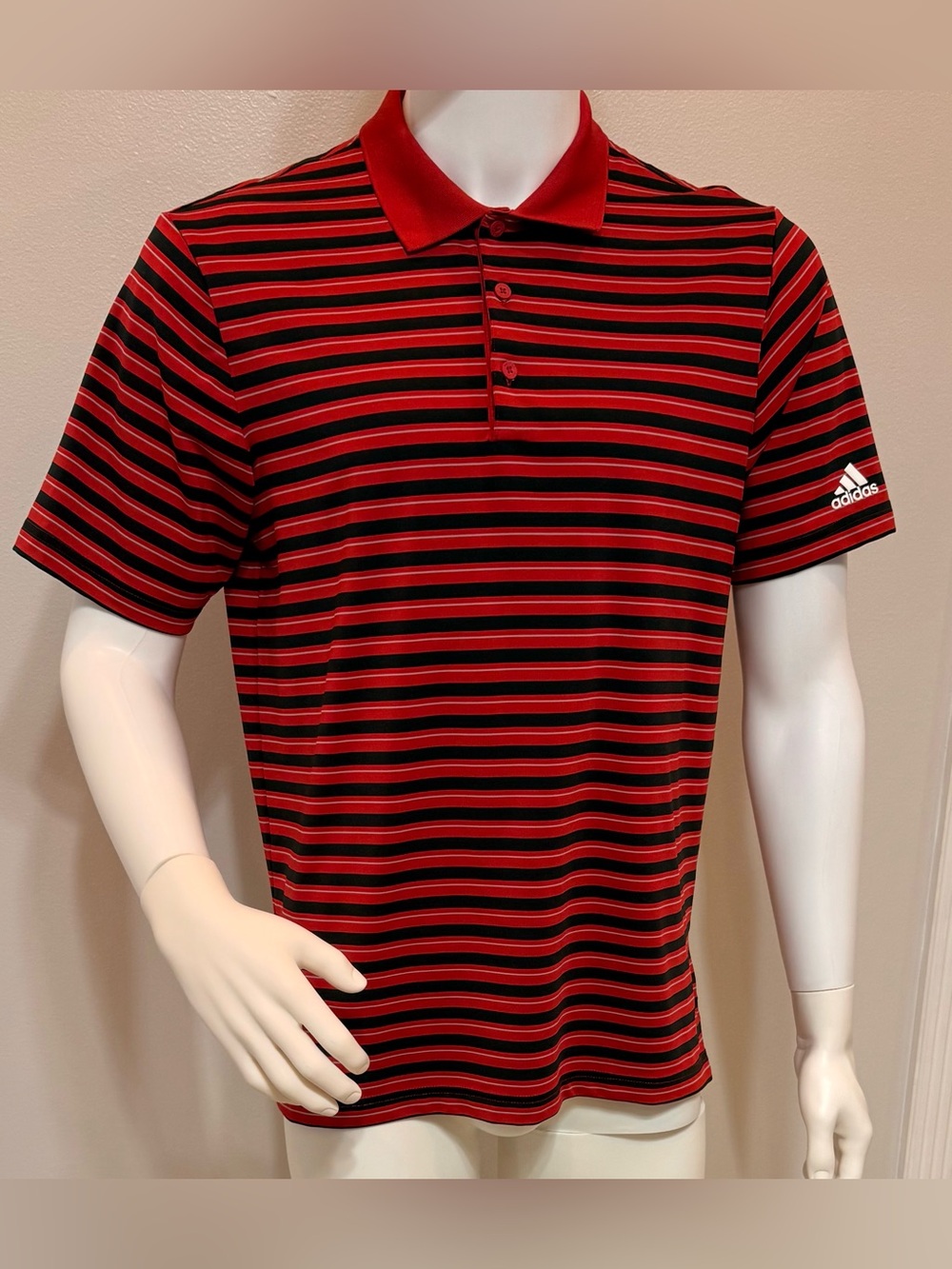 Adidas Golf Men Short Sleeve Polo Stripped Shirt.Size : Medium run Large - Picture 1 of 12